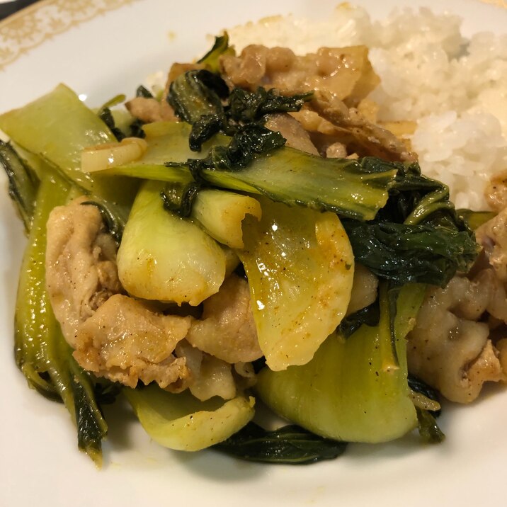 超簡単！豚肉と小松菜のカレー粉炒め